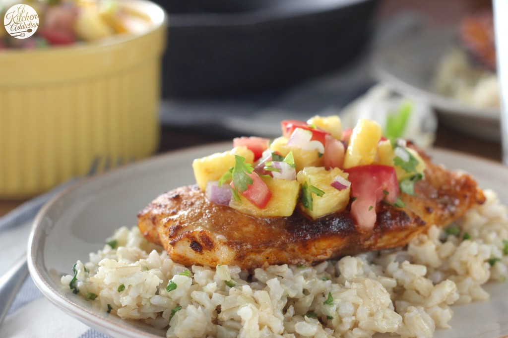 Blackened Cod with Fresh Pineapple Salsa Recipe l www.a-kitchen-addiction.com