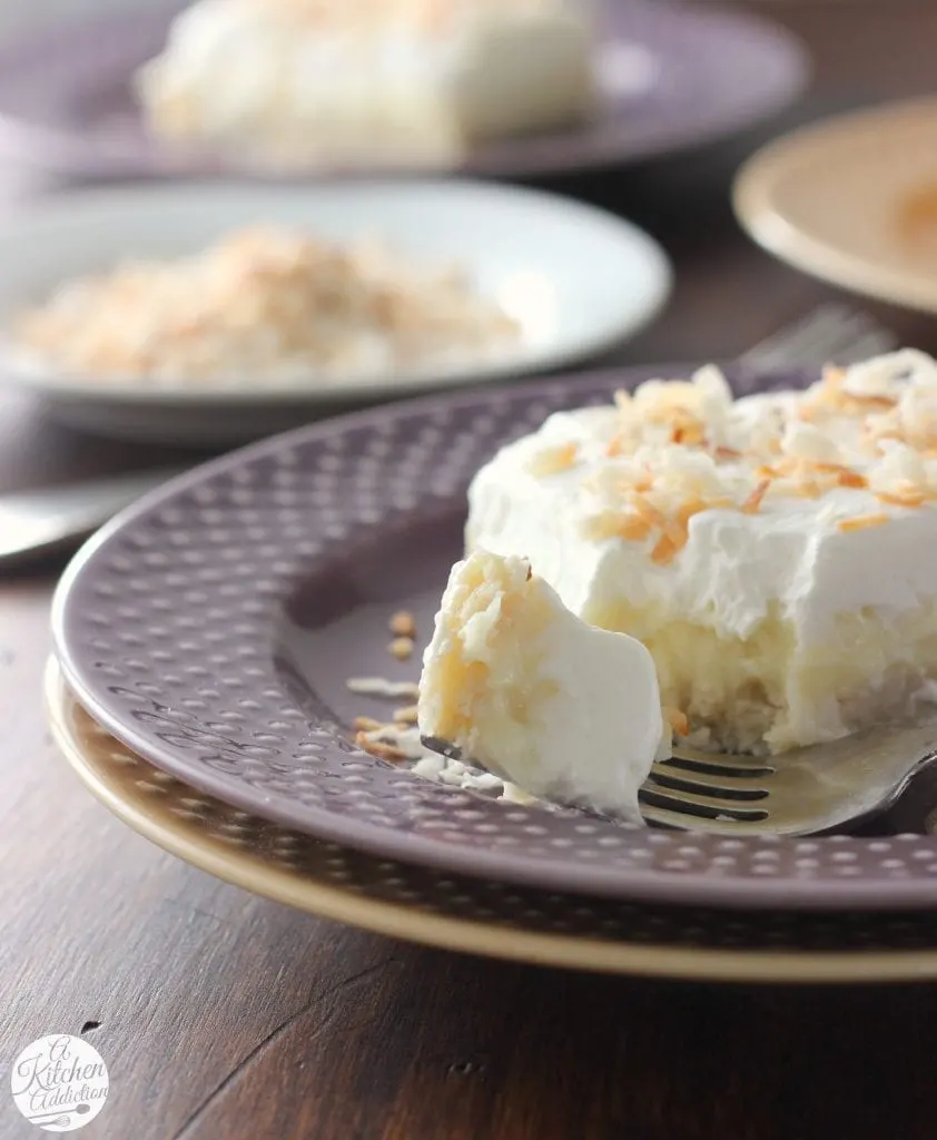 Coconut Cream Pie Bars Recipe from A Kitchen Addiction