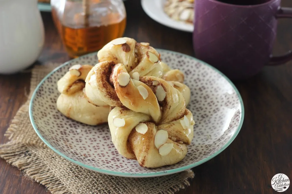 Homemade Honey Almond Cinnamon Twists from A Kitchen Addiction