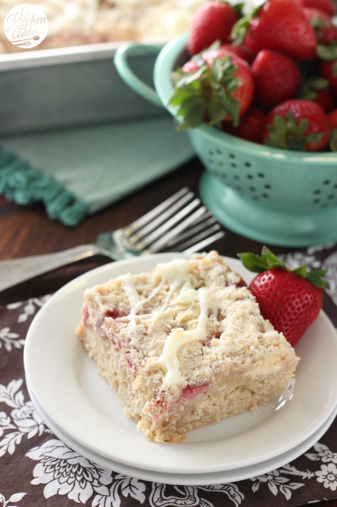 Strawberries and Cream Cheese Coffee Cake Recipe l www.a-kitchen-addiction.com