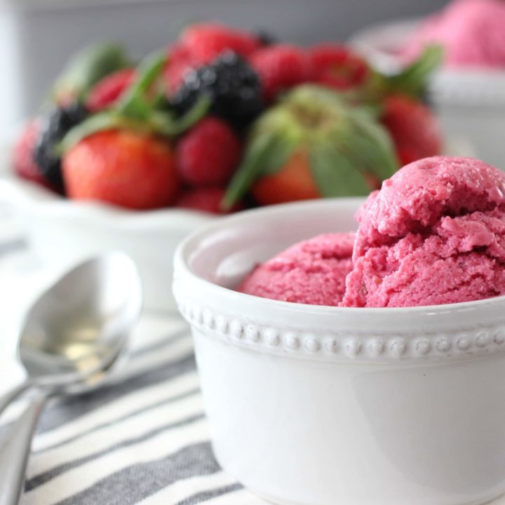 Triple Berry Frozen Yogurt Recipe from A Kitchen Addiction