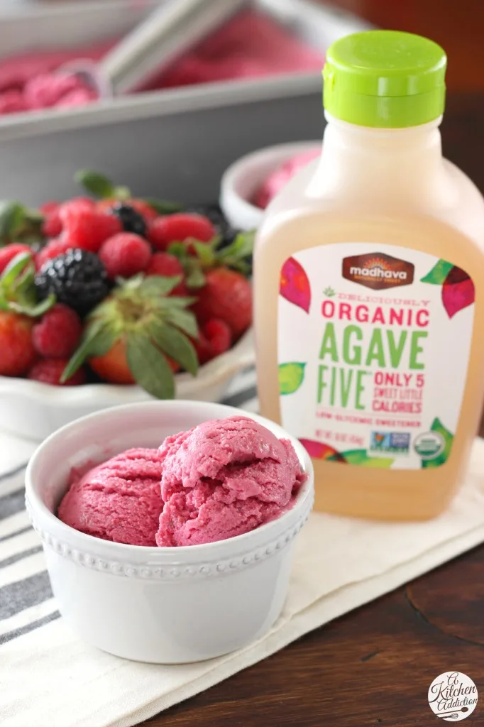 Agave Sweetened Triple Berry Frozen Yogurt l www.a-kitchen-addiction.com