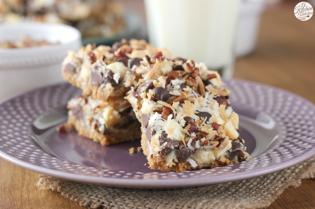 Triple Chocolate Seven Layer Bars Recipe from A Kitchen Addiction