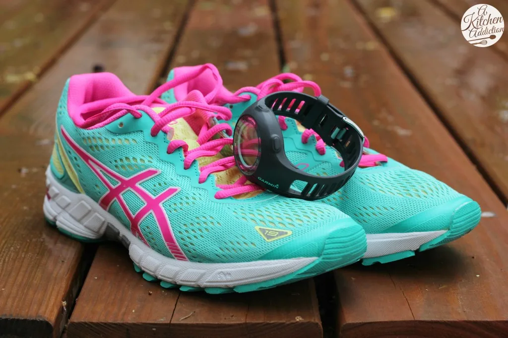 Asics Running Shoes and Garmin Watch