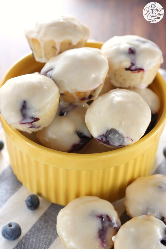 Glazed Blueberry Lemon Donut Muffins Recipe l www.a-kitchen-addiction.com