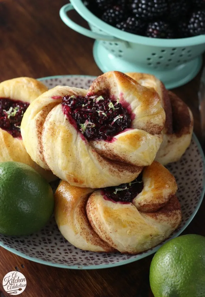 Blackberry Lime Cinnamon Twist Pastries from A Kitchen Addiction