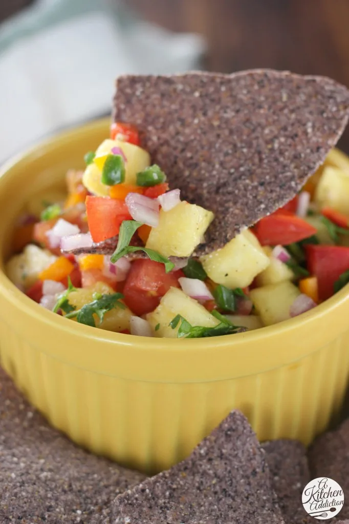 Fresh Pineapple Salsa from A Kitchen Addiction