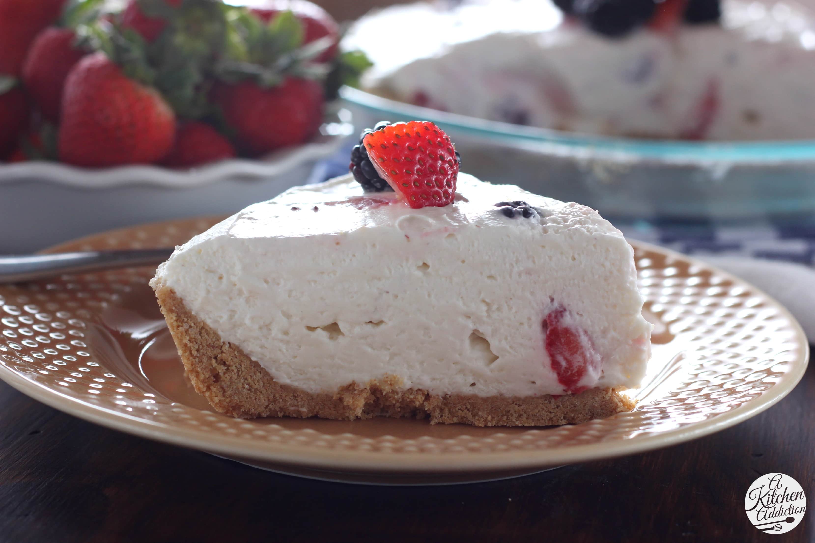 Easy No Bake Berry Cream Pie l www.a-kitchen-addiction.com