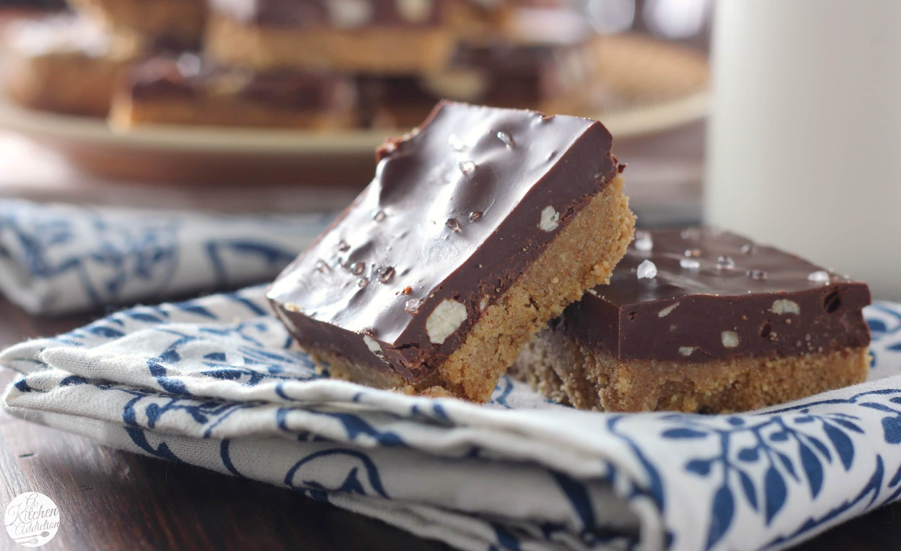 No Bake Salted Chocolate Almond Butter Bars l www.a-kitchen-addiction.com
