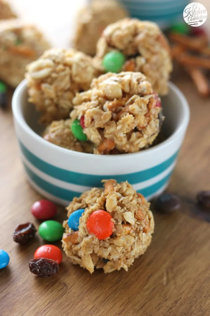 Easy Peanut Butter Trail Mix Bites from A Kitchen Addiction