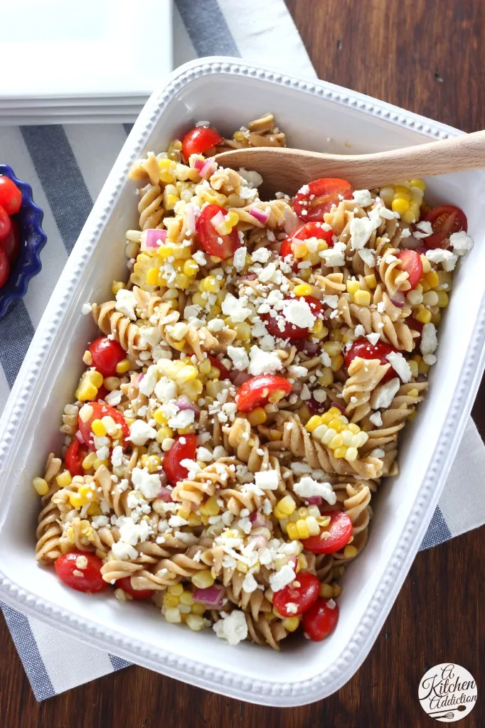 Fresh Summer Corn and Tomato Pasta Salad l www.a-kitchen-addiction.com