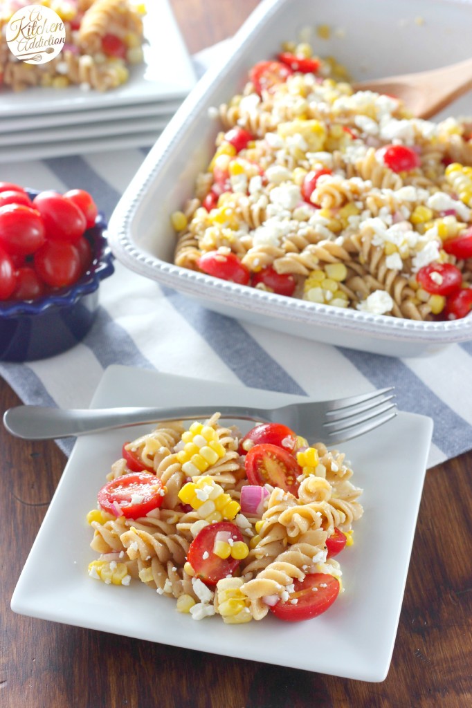 Fresh Summer Corn and Tomato Pasta Salad l www.a-kitchen-addiction.com