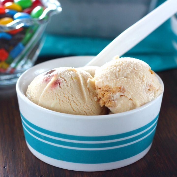 Peanut Butter M&M} Monster Cookie Ice Cream - Creme De La Crumb