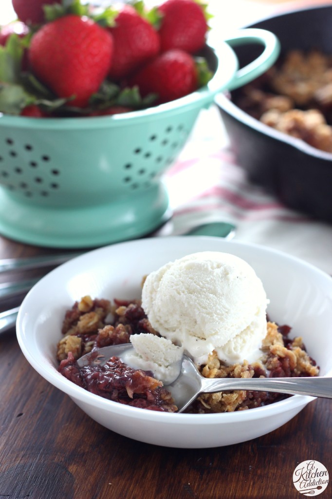 Roasted Strawberry Skillet Crumble from A Kitchen Addiction