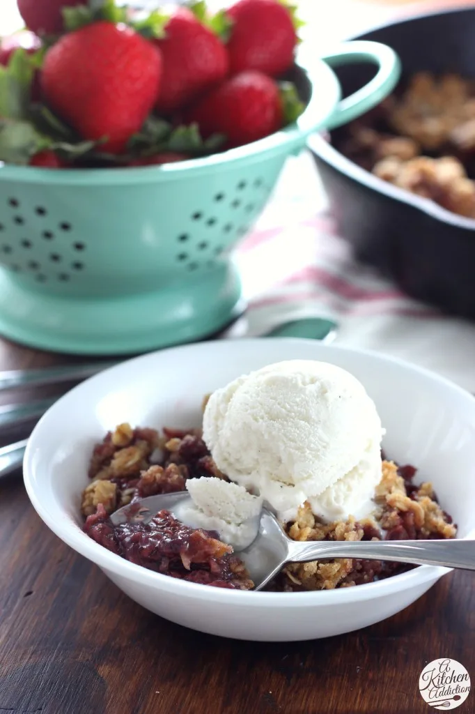 Roasted Strawberry Skillet Crumble from A Kitchen Addiction