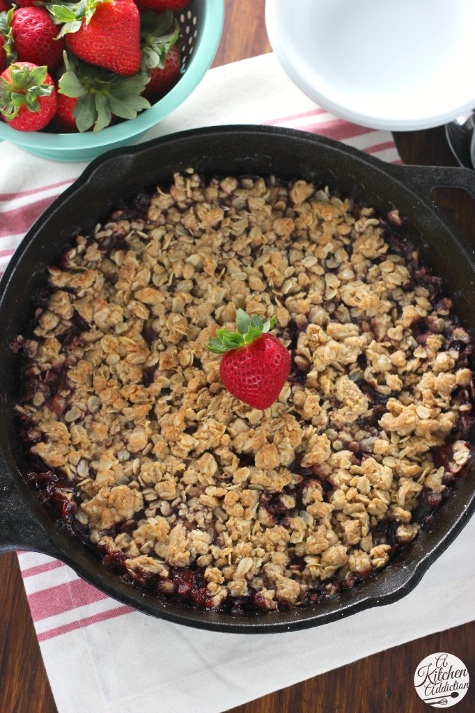 Easy Roasted Strawberry Skillet Crisp l www.a-kitchen-addiction.com