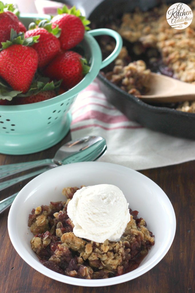 Roasted Strawberry Skillet Crumble Recipe l www.a-kitchen-addiction.com