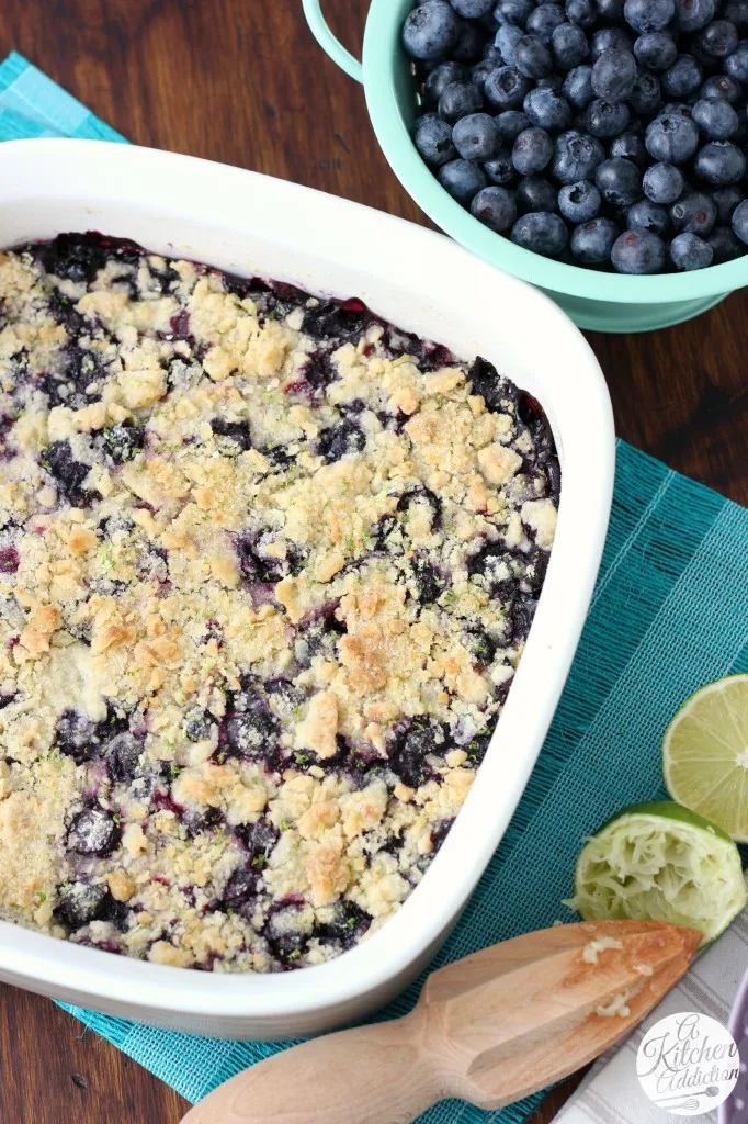 Quick and Easy Blueberry Lime Crumb Bars from A Kitchen Addiction