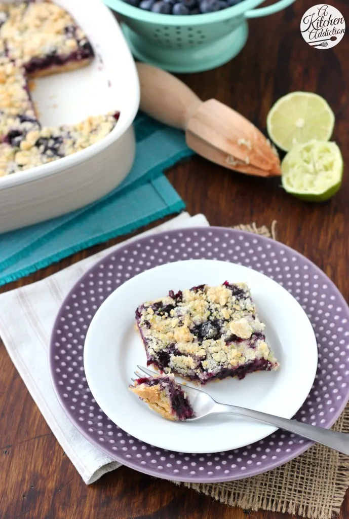 Blueberry Lime Crumb Bars Recipe l www.a-kitchen-addiction.com