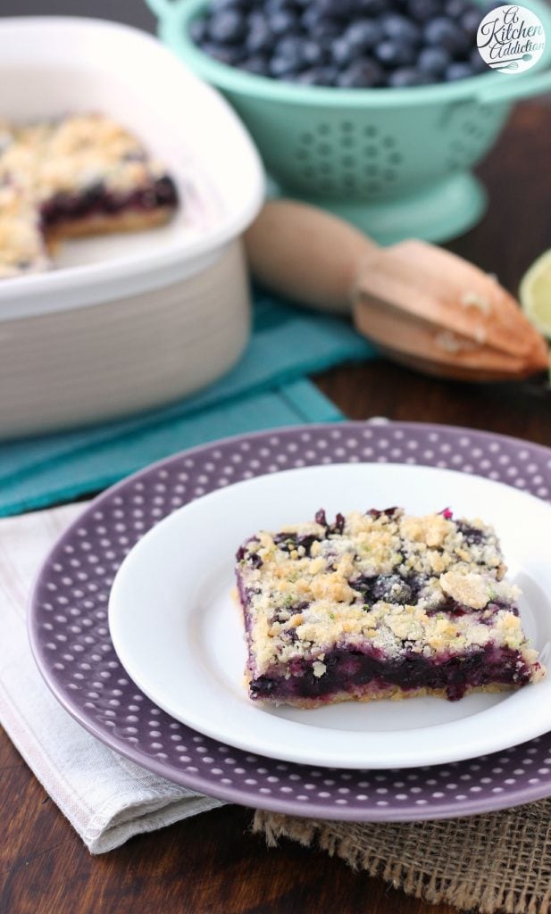 Blueberry Lime Crumb Bars Recipe l www.a-kitchen-addiction.com