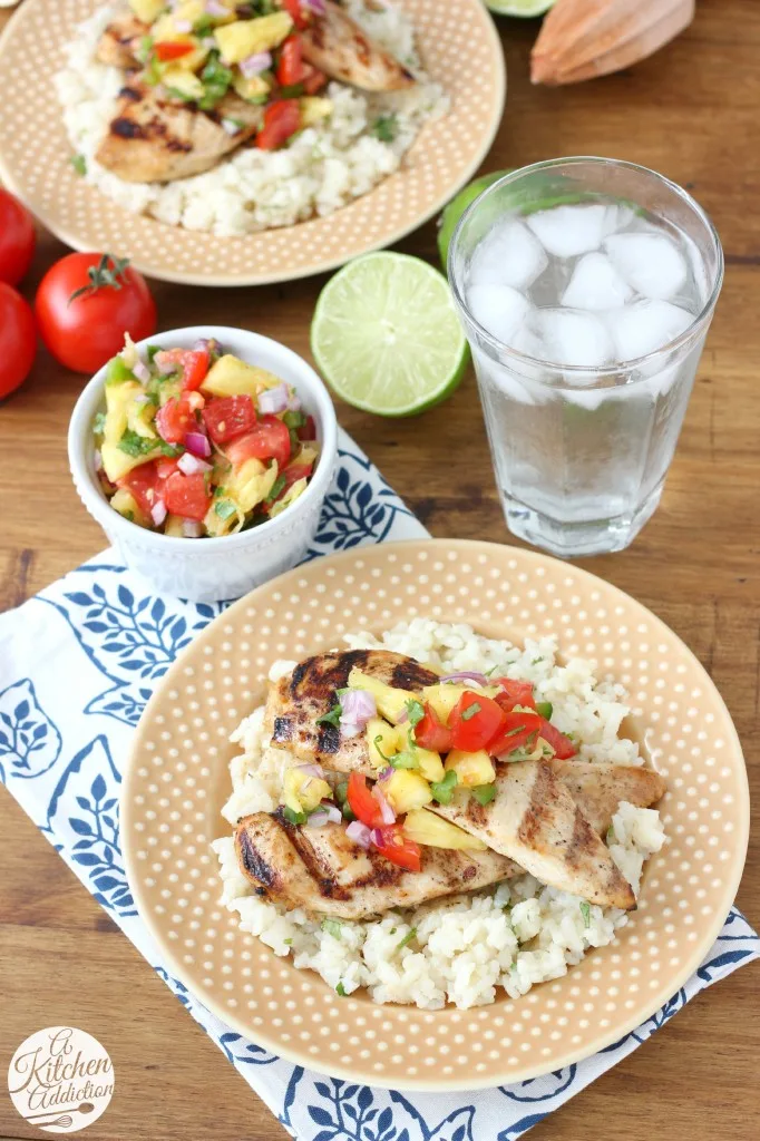 Easy Grilled Agave Lime Chicken with Pineapple Salsa l www.a-kitchen-addiction.com