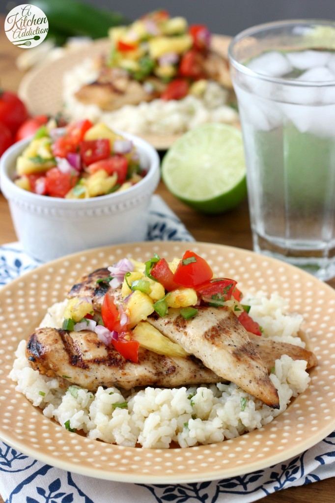 Grilled Agave Lime Chicken with Pineapple Salsa Recipe l www.a-kitchen-addiction.com