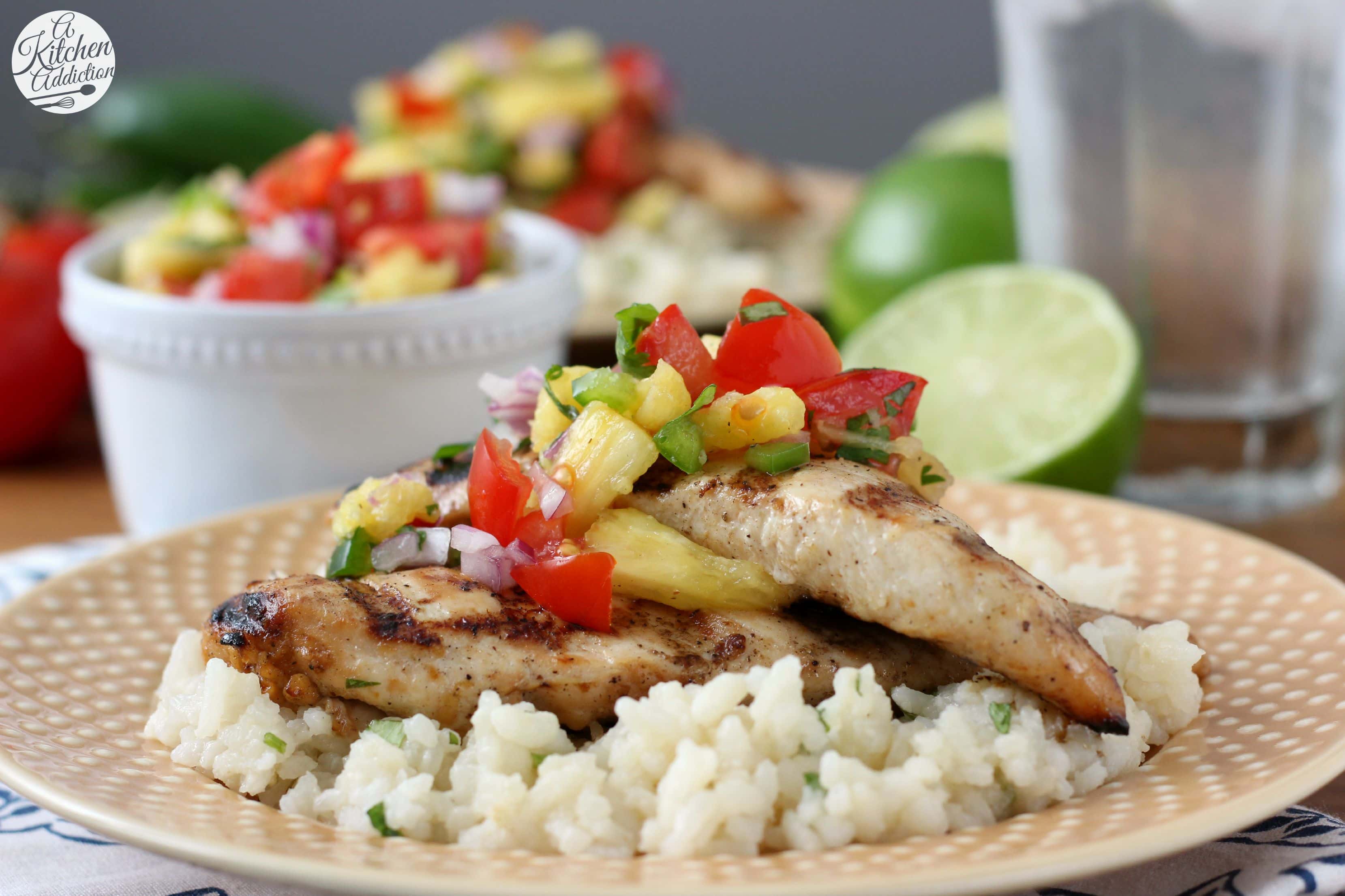 Grilled Agave Lime Chicken with Pineapple Salsa l www.a-kitchen-addiction.com