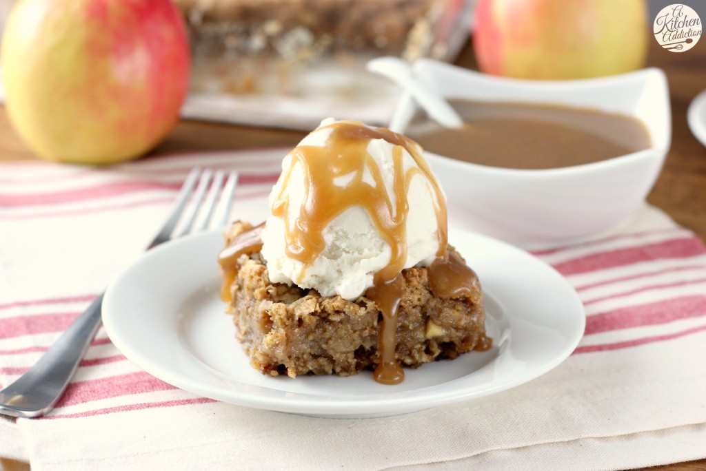 Salted Caramel Apple Oatmeal Cookie Bars l www.a-kitchen-addiction.com