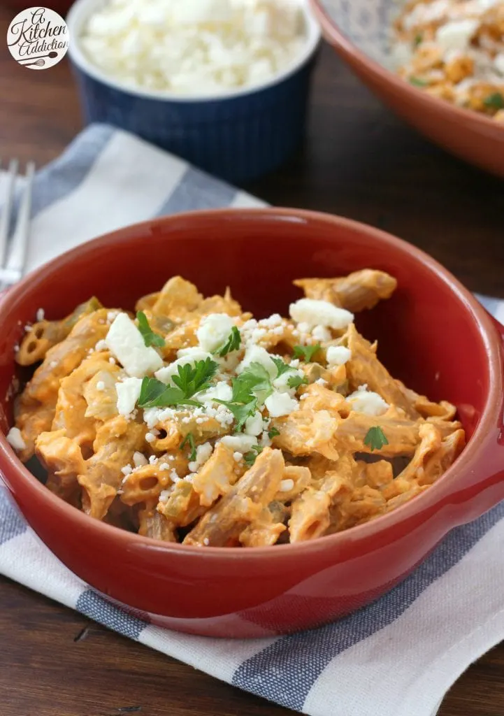 Healthier Buffalo Chicken Pasta Recipe from A Kitchen Addiction