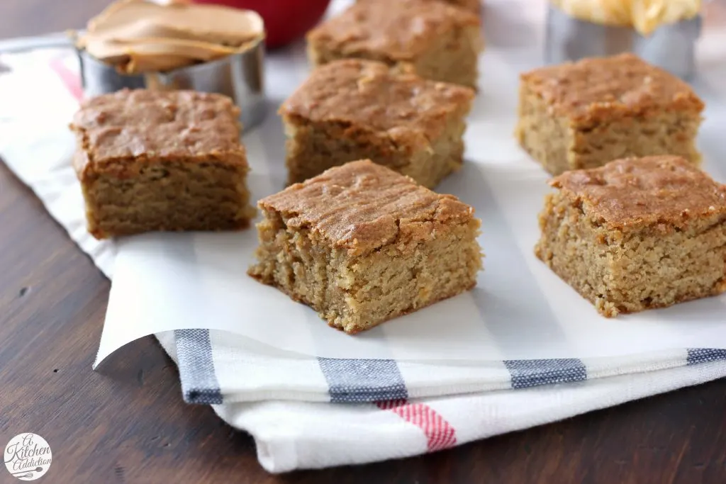 Chewy Peanut Butter Apple Bars Recipe from A Kitchen Addiction