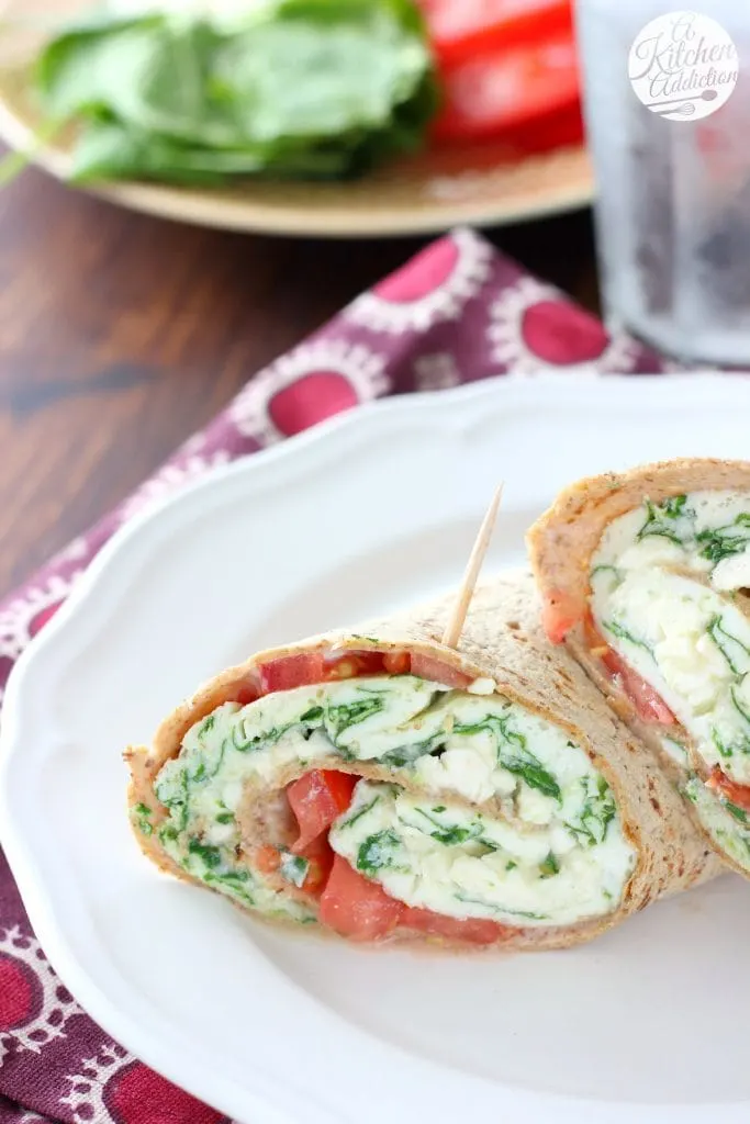 Spinach and Feta Egg White Wraps from A Kitchen Addiction