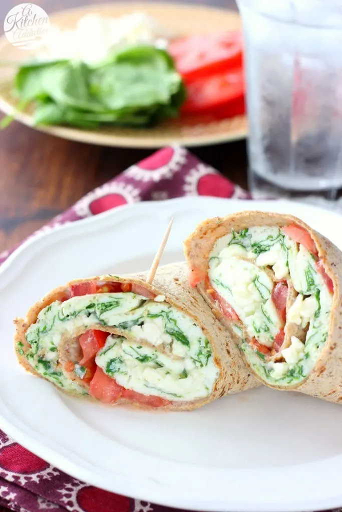Easy Healthy Spinach and Feta Egg White Wraps from A Kitchen Addiction
