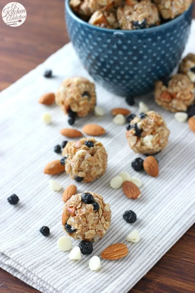 Easy White Chocolate Blueberry Granola Bites Recipe from A Kitchen Addiction