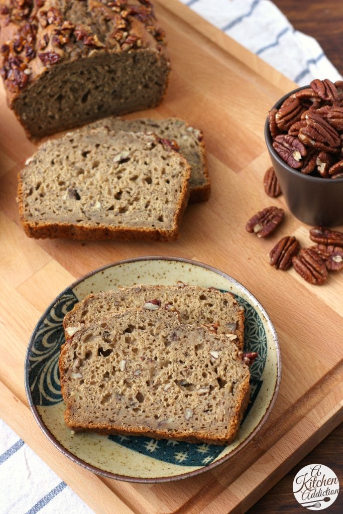 Healthy Maple Pecan Banana Bread Recipe from A Kitchen Addiction