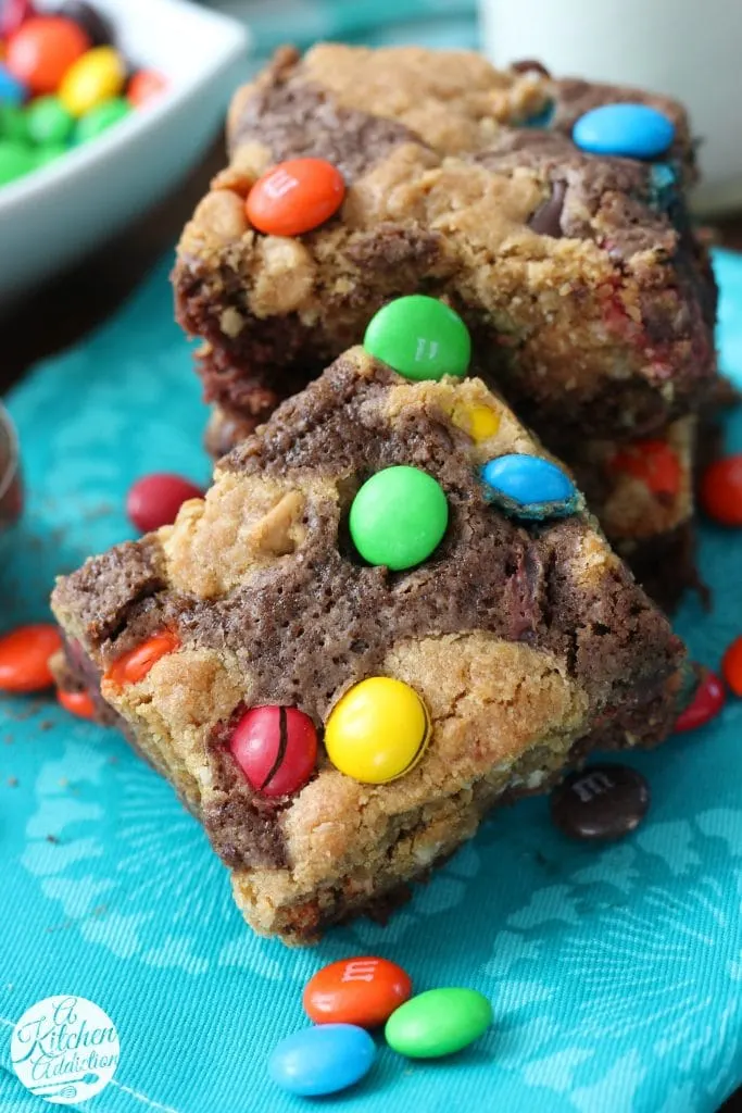 Monster Cookie Brownies Recipe from A Kitchen Addiction