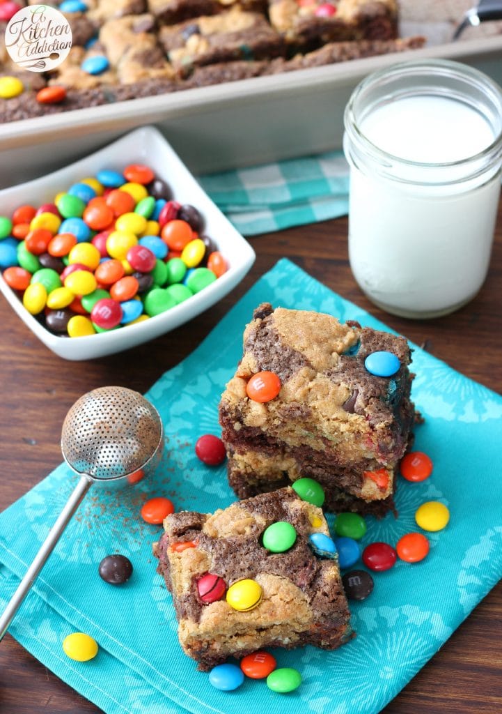 Monster Cookie Brownies Recipe from A Kitchen Addiction