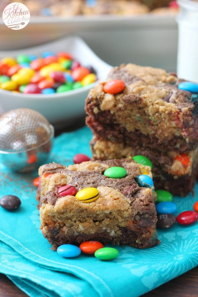 Monster Cookie Brownies Recipe from A Kitchen Addiction