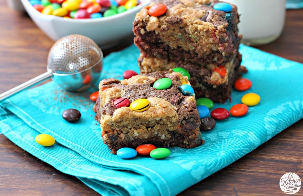 Monster Cookie Brownies Recipe from A Kitchen Addiction