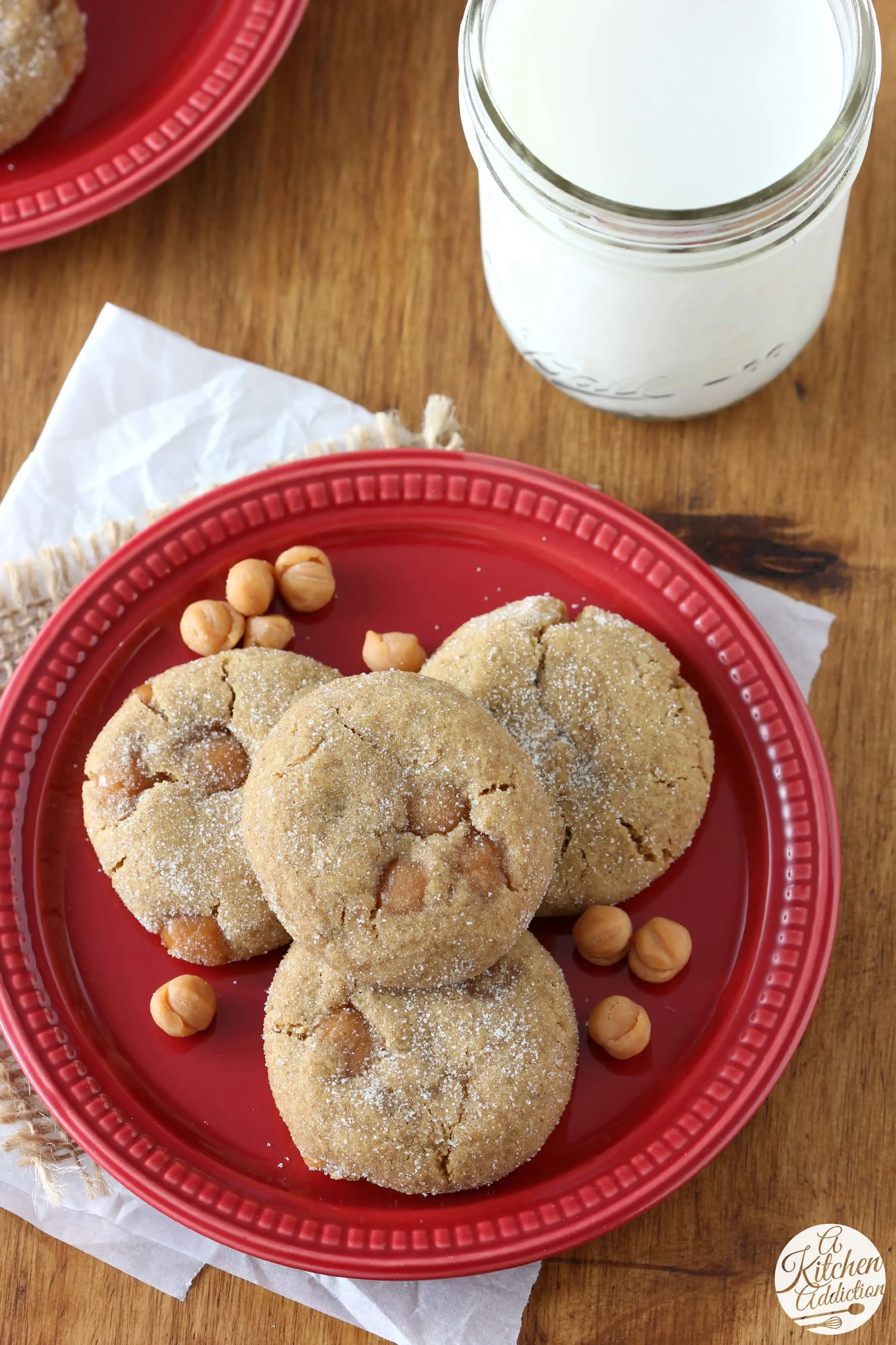 Soft Baked Ginger Cookies with Caramel Bits from A Kitchen Addiction