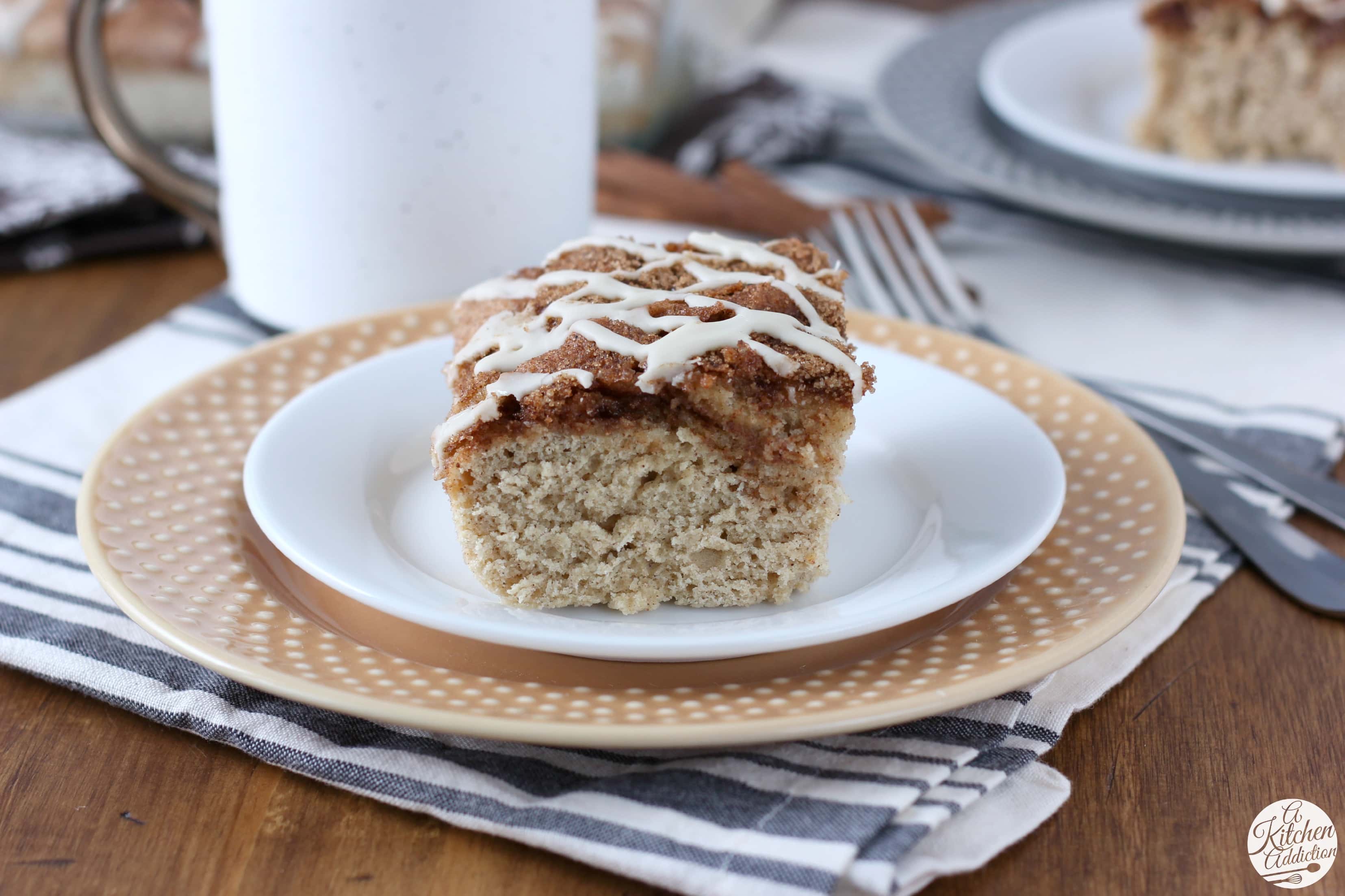 Dairy Free Eggnog Cinnamon Swirl Cake Recipe from A Kitchen Addiction