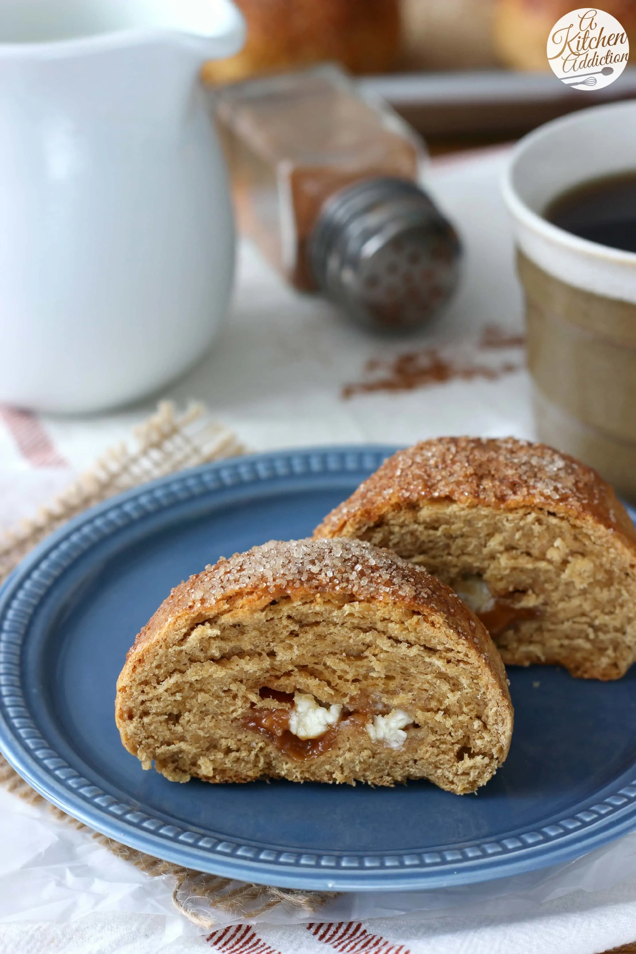 Gingerbread Brioche Rolls filled with white chocolate and caramel bits from A Kitchen Addiction