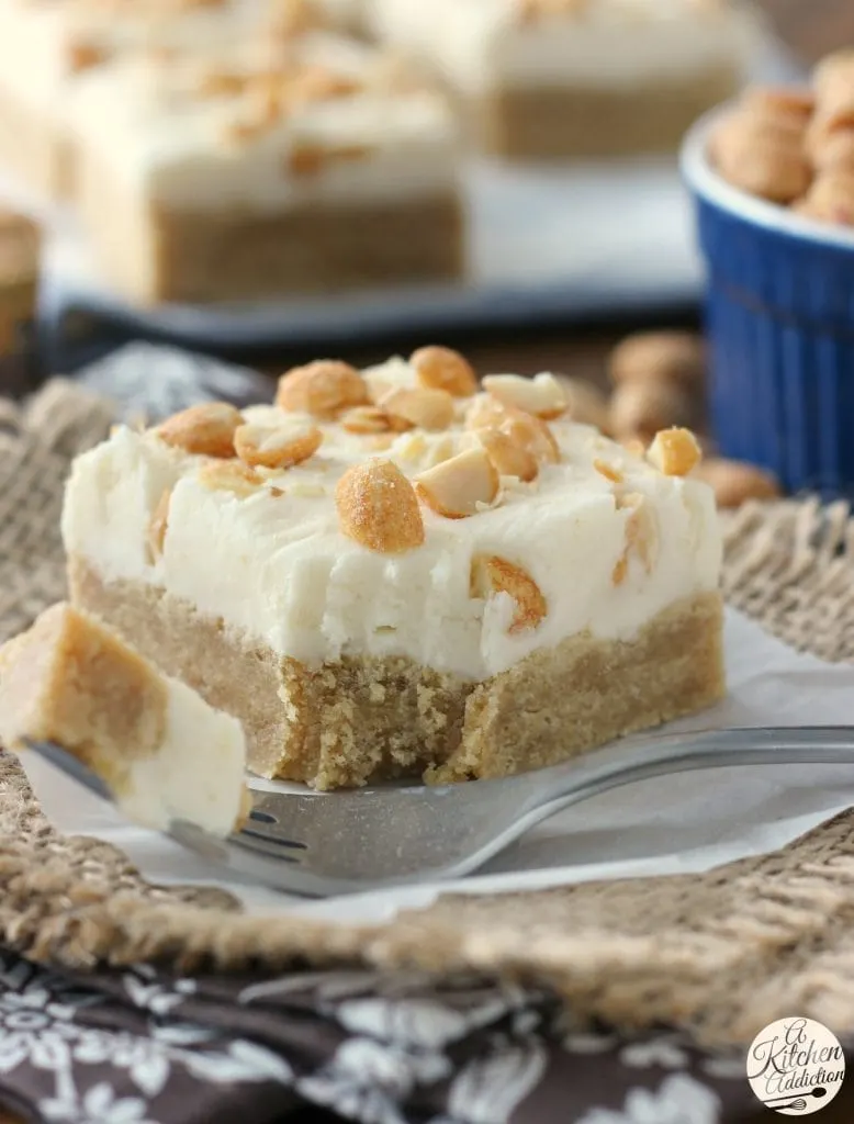 Maple Peanut Butter Cookie Bars with Maple Buttercream Frosting from A Kitchen Addiction