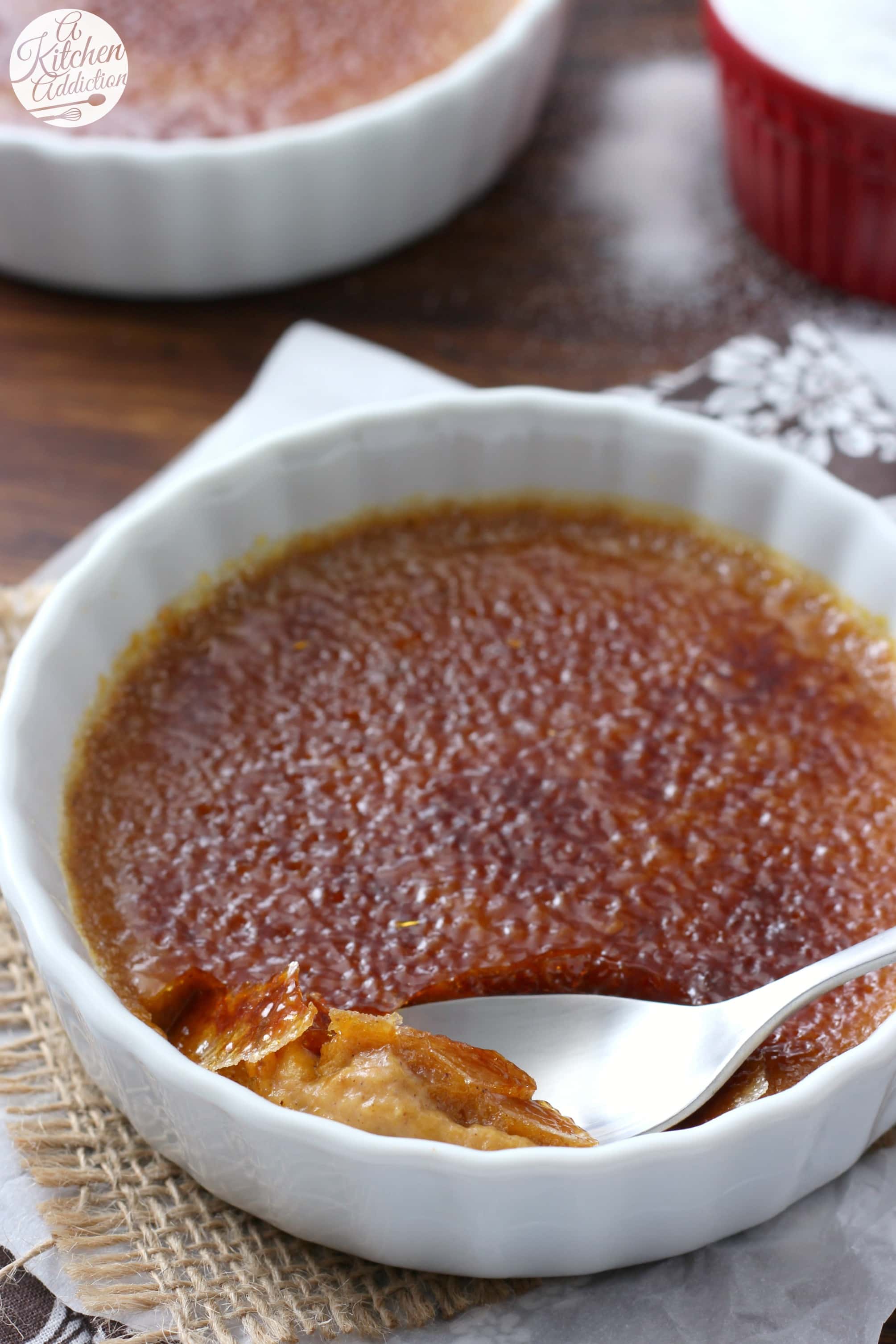 Spiced Pumpkin Creme Brulee Recipe from A Kitchen Addiction