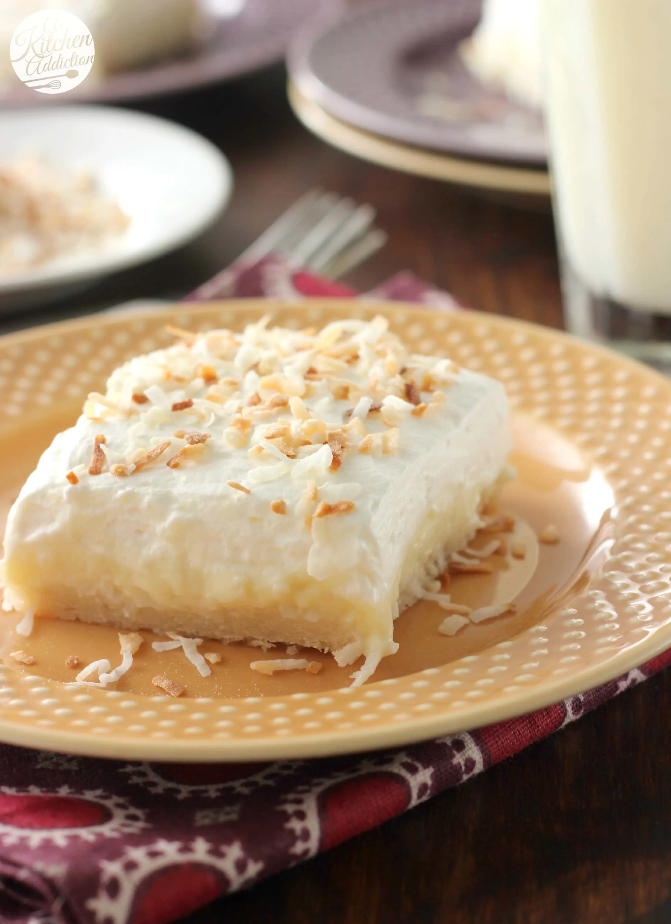 Coconut Cream Pie Bars Completely From Scratch Recipe from A Kitchen Addiction