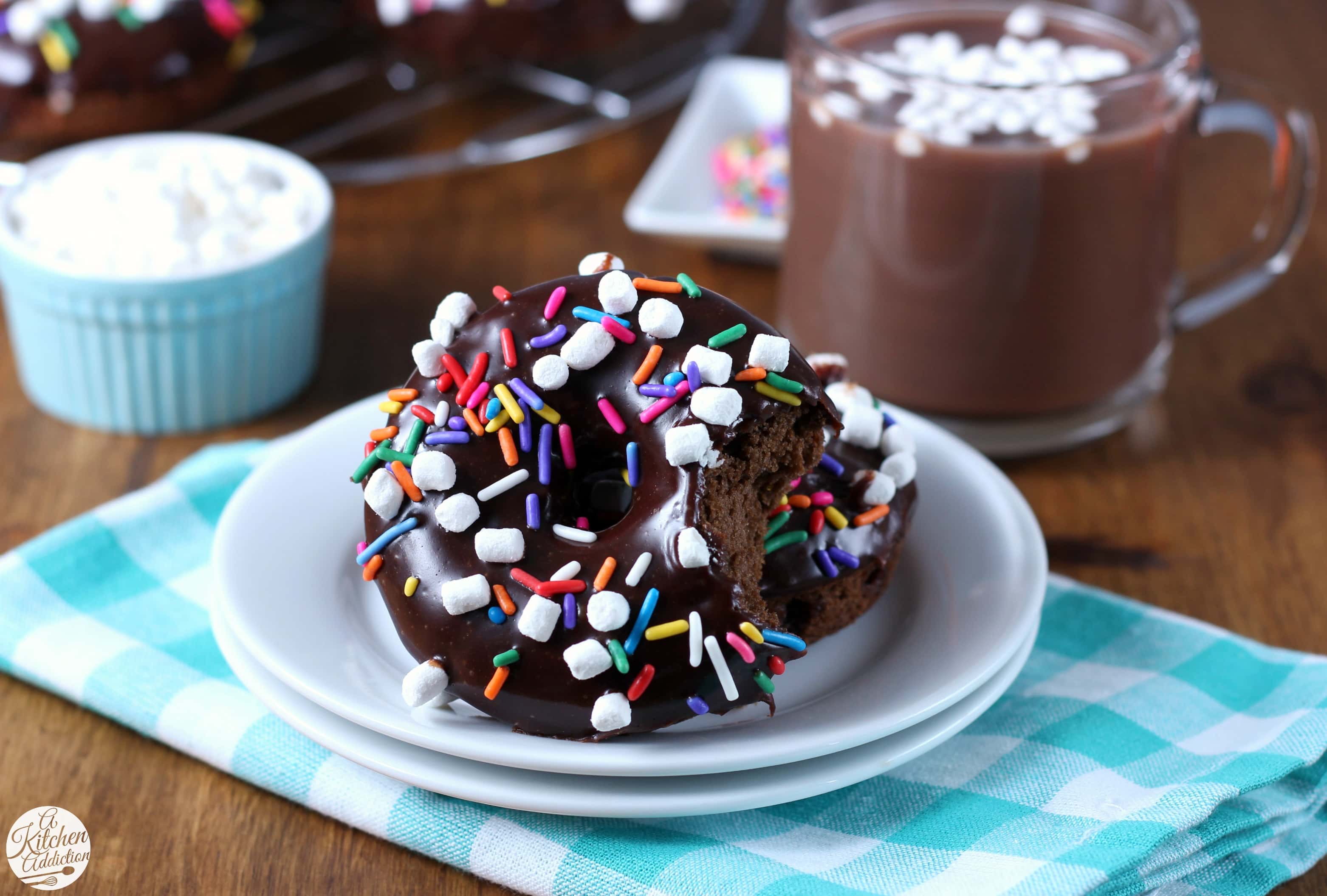 Hot Chocolate Donuts Recipe with Chocolate Ganache from A Kitchen Addiction