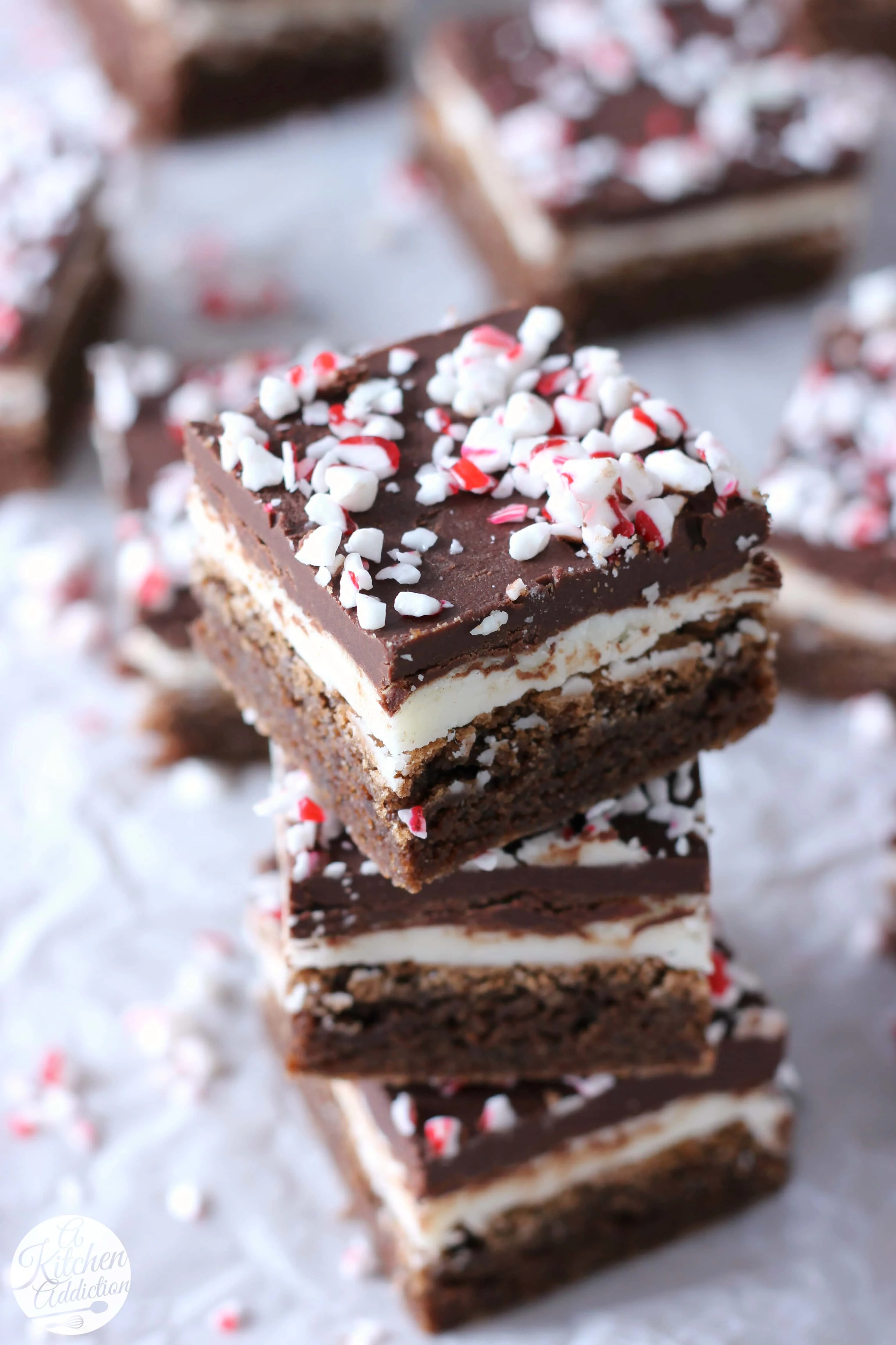 Peppermint Cream Brownies Bars Recipe from A Kitchen Addiction