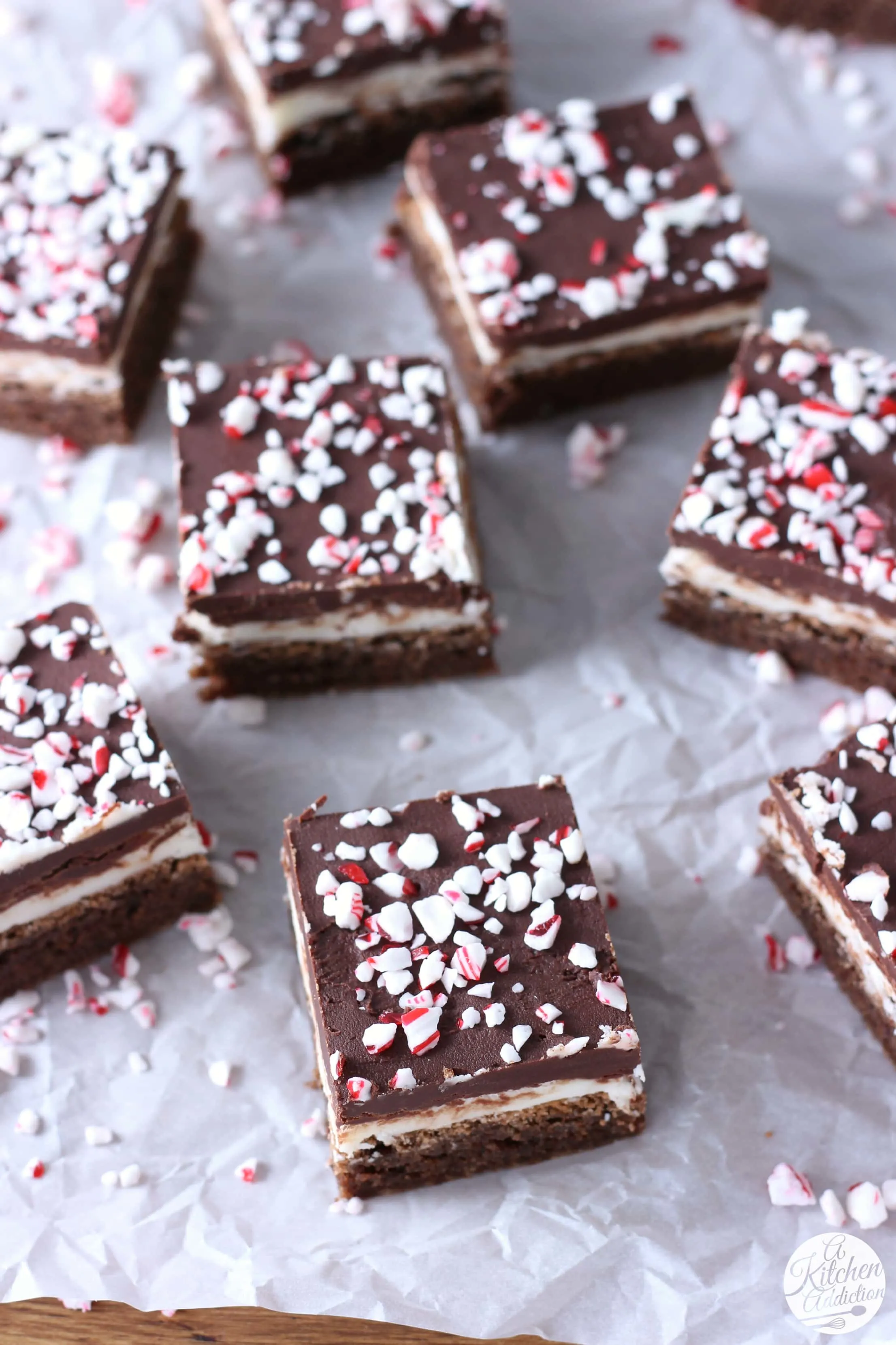 Peppermint Cream Brownies Recipe from A Kitchen Addiction