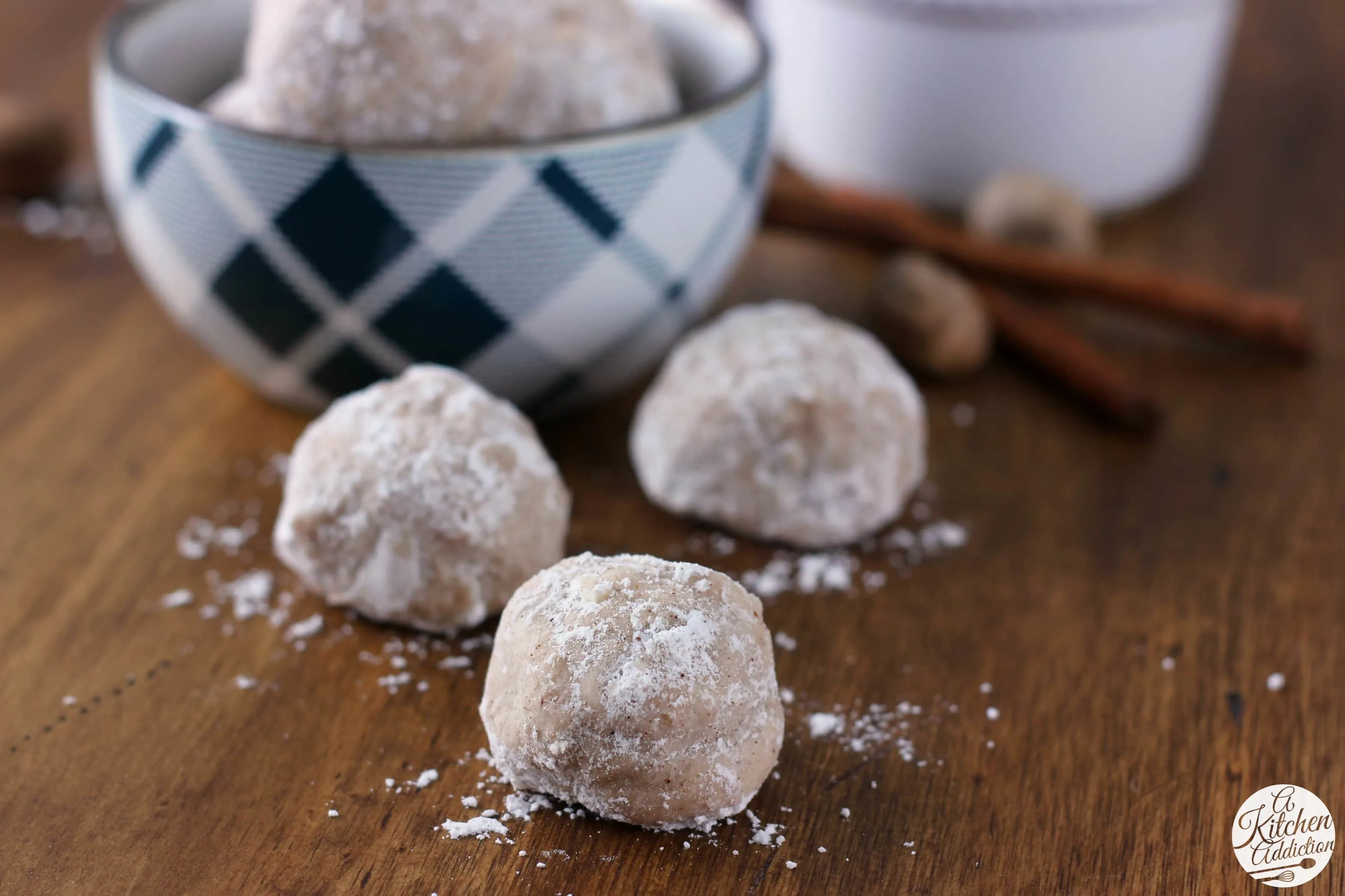 Easy Spiced Eggnog Snowball Cookies Recipe from A Kitchen Addiction