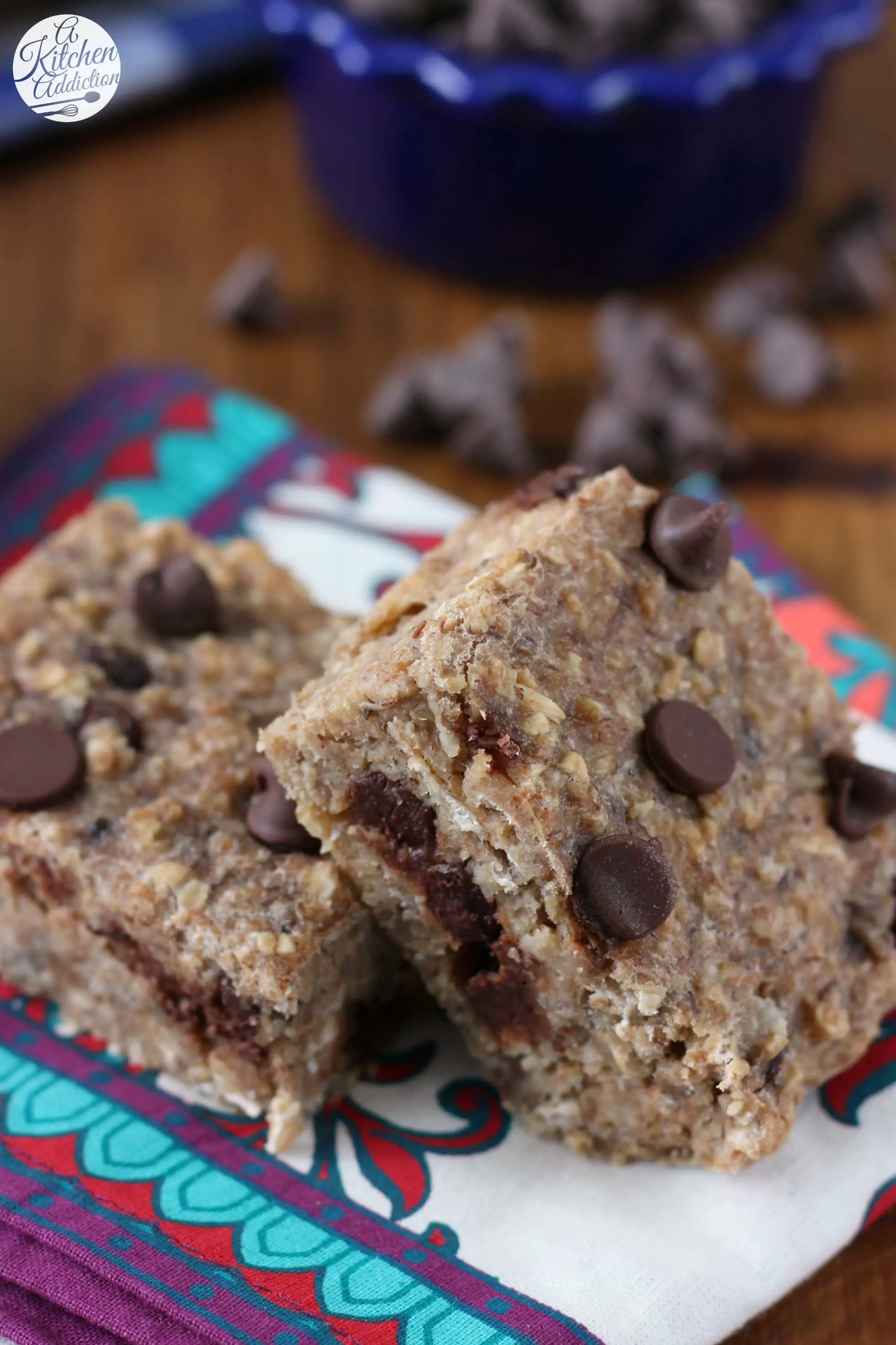 Healthier Chocolate Chip Banana Breakfast Bars Recipe from A Kitchen Addiction