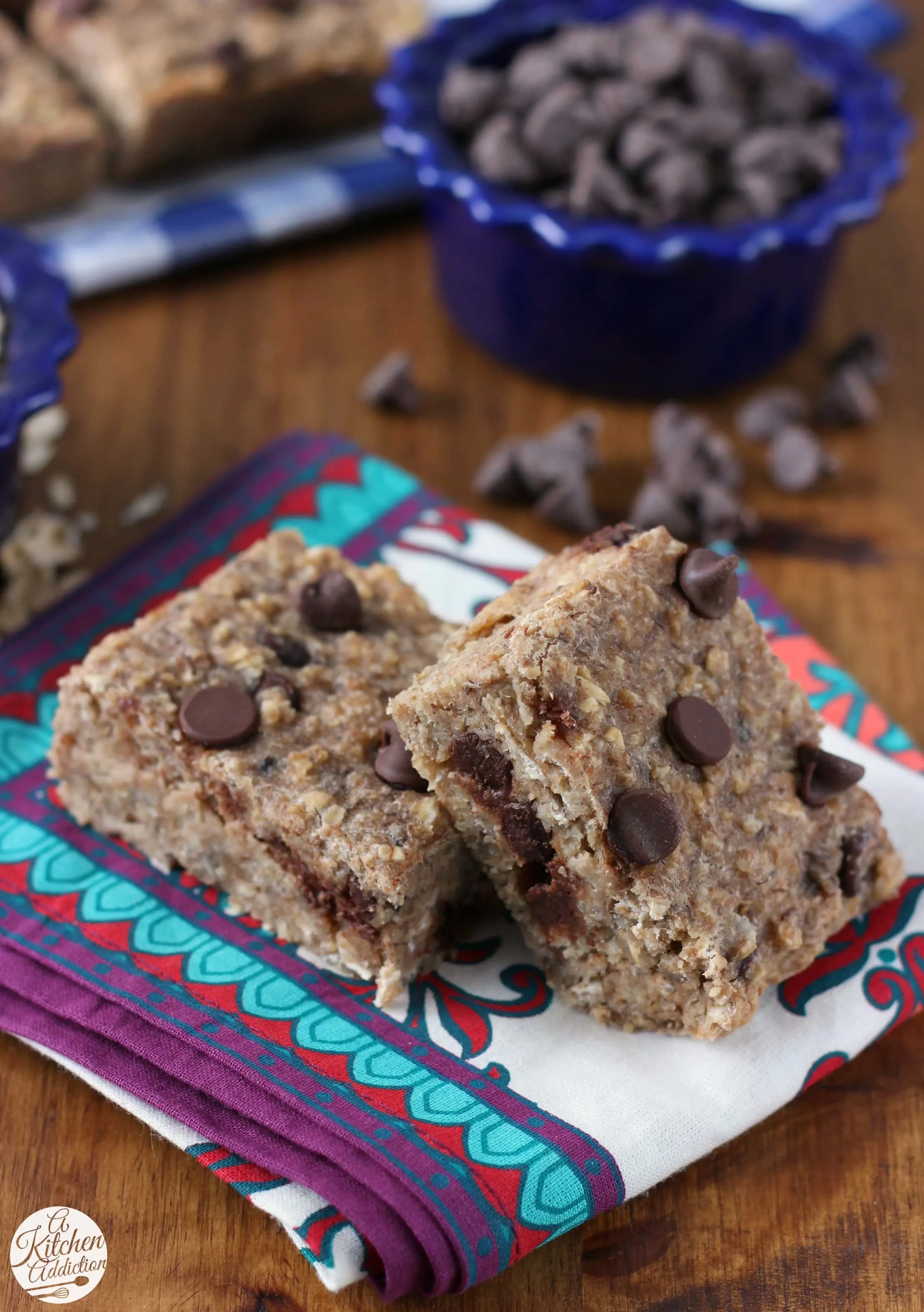 Chocolate Chip Banana Breakfast Bars Recipe from A Kitchen Addiction